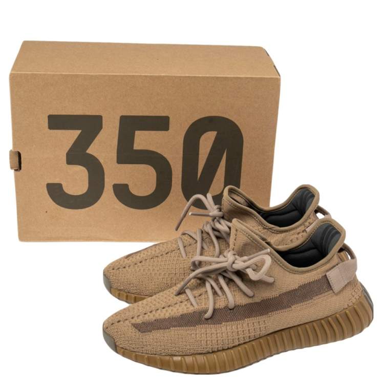 Pre Owned Yeezy x adidas Brown Cotton Knit Boost 350 V2 Earth Sneakers Size 43 2/3