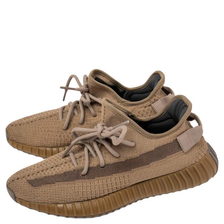 Pre Owned Yeezy x adidas Brown Cotton Knit Boost 350 V2 Earth Sneakers Size 43 2/3