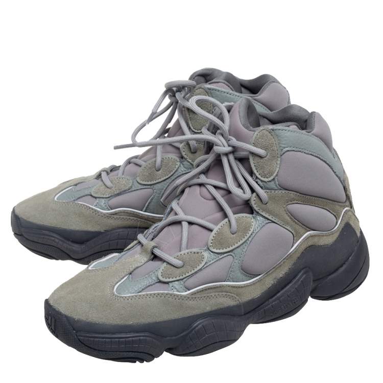 مملوكة مسبقًا Yeezy x Adidas Grey Suede and Neoprene Yeezy 500 Mist Slate High Sneakers Size 46