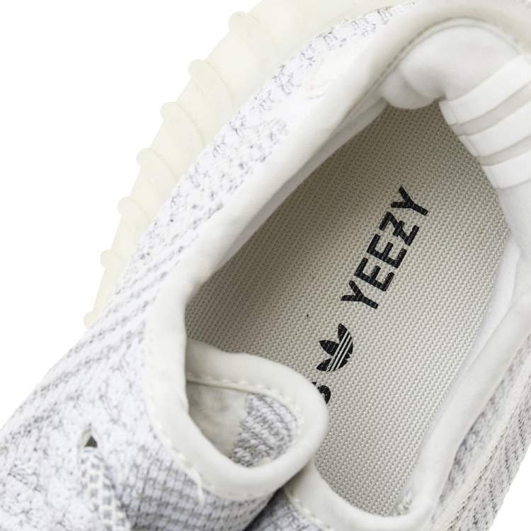 Pre Owned Yeezy x adidas White/Grey Knit Fabric Boost 350 V2 Static Reflective Sneakers Size 46 2/3