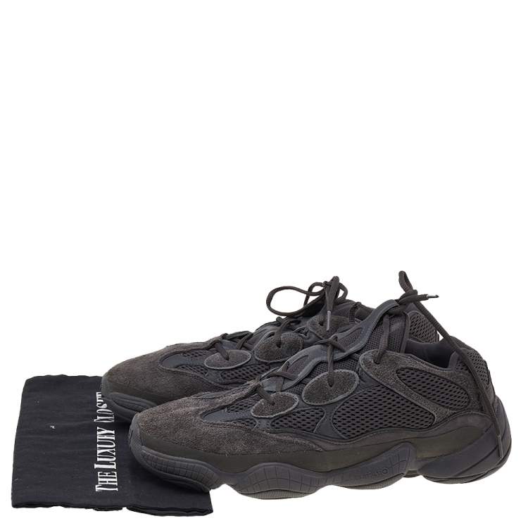 Pre Owned Yeezy x Adidas Black Mesh And Suede 500 Utility Sneakers Size 46 2/3