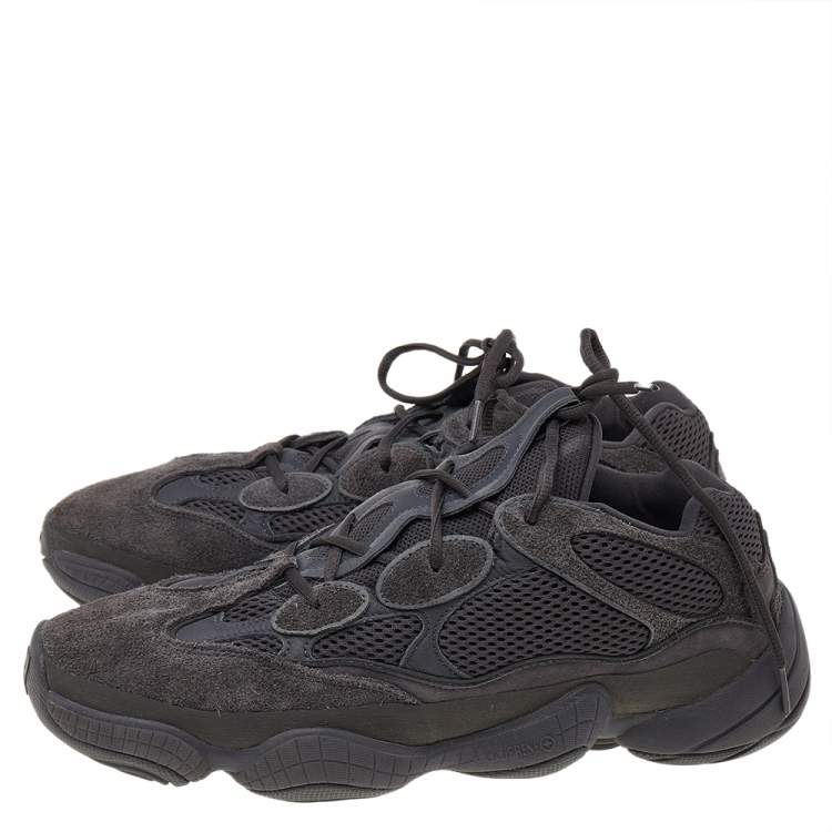 Pre Owned Yeezy x Adidas Black Mesh And Suede 500 Utility Sneakers Size 46 2/3