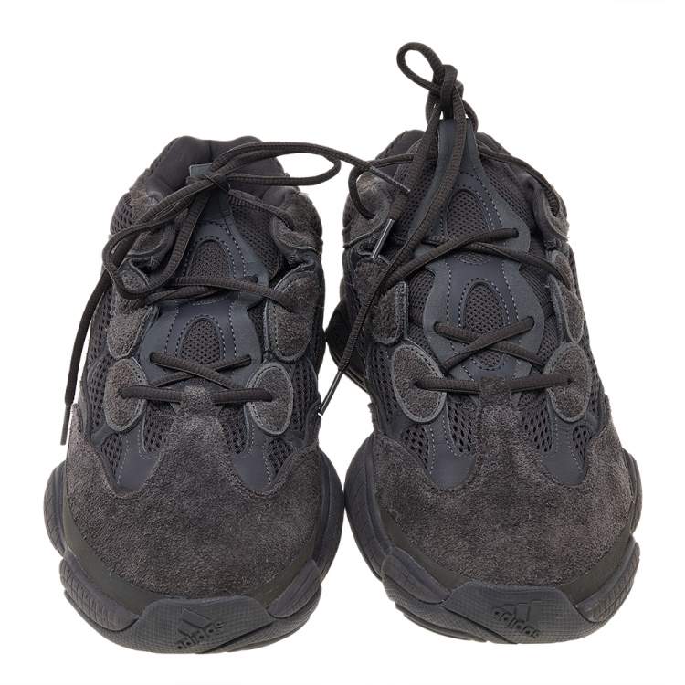 Pre Owned Yeezy x Adidas Black Mesh And Suede 500 Utility Sneakers Size 46 2/3