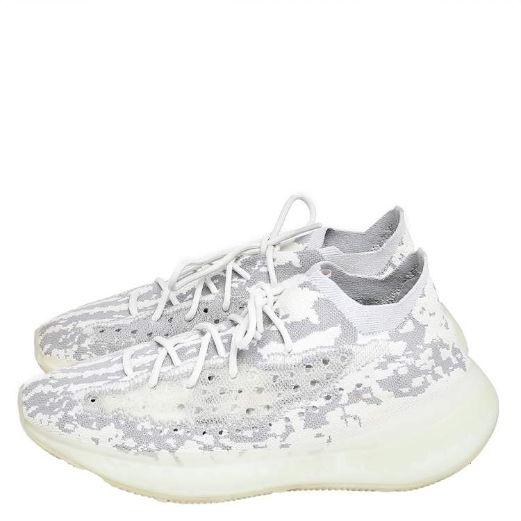 Pre Owned Yeezy x adidas White/Grey Knit Fabric Boost 380 Alien Sneakers Size 46 2/3