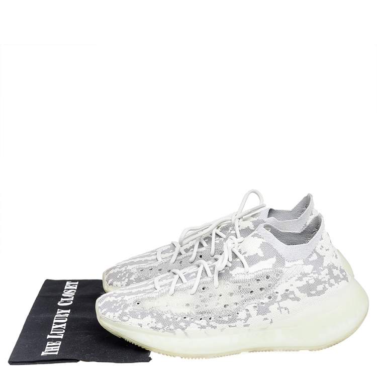 Pre Owned Yeezy x adidas White/Grey Knit Fabric Boost 380 Alien Sneakers Size 46 2/3