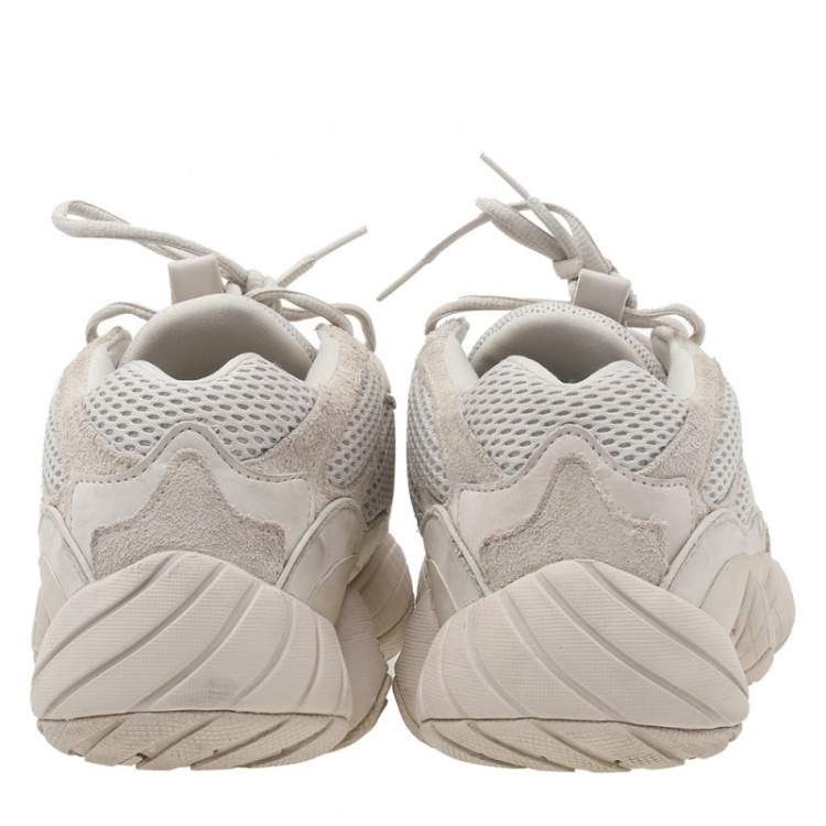 Pre Owned adidas Yeezy Beige/White Mesh And Suede 500 Bone Sneakers Size 46.5
