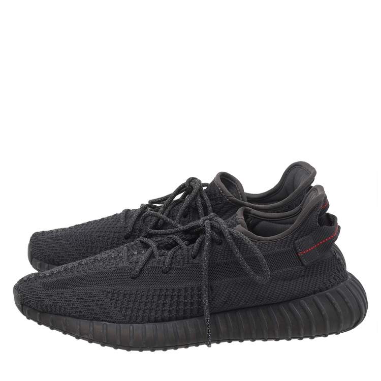Pre Owned Yeezy x Adidas Black Knit Fabric Boost 350 V2 Low Top Sneakers Size 46 2/3