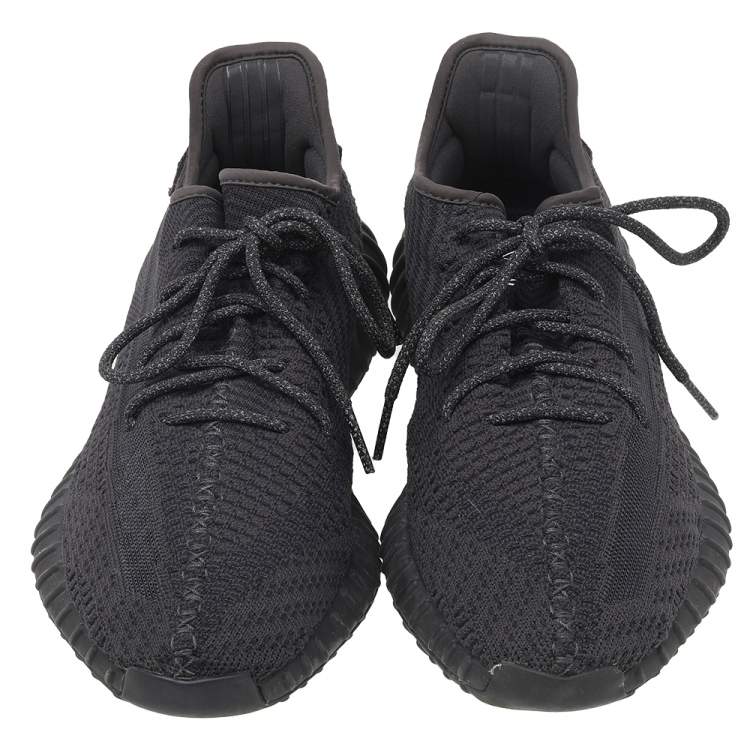 Pre Owned Yeezy x Adidas Black Knit Fabric Boost 350 V2 Low Top Sneakers Size 46 2/3