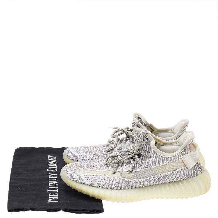 Pre Owned Yeezy x Adidas Grey Knit Fabric Boost 350 V2 Low Top Sneakers Size 37.5