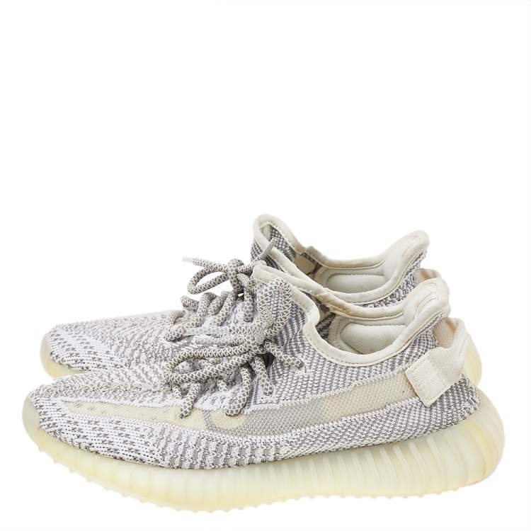 Pre Owned Yeezy x Adidas Grey Knit Fabric Boost 350 V2 Low Top Sneakers Size 37.5
