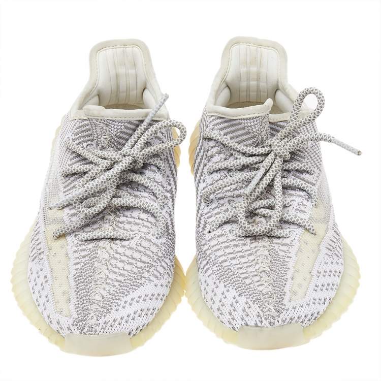 Pre Owned Yeezy x Adidas Grey Knit Fabric Boost 350 V2 Low Top Sneakers Size 37.5