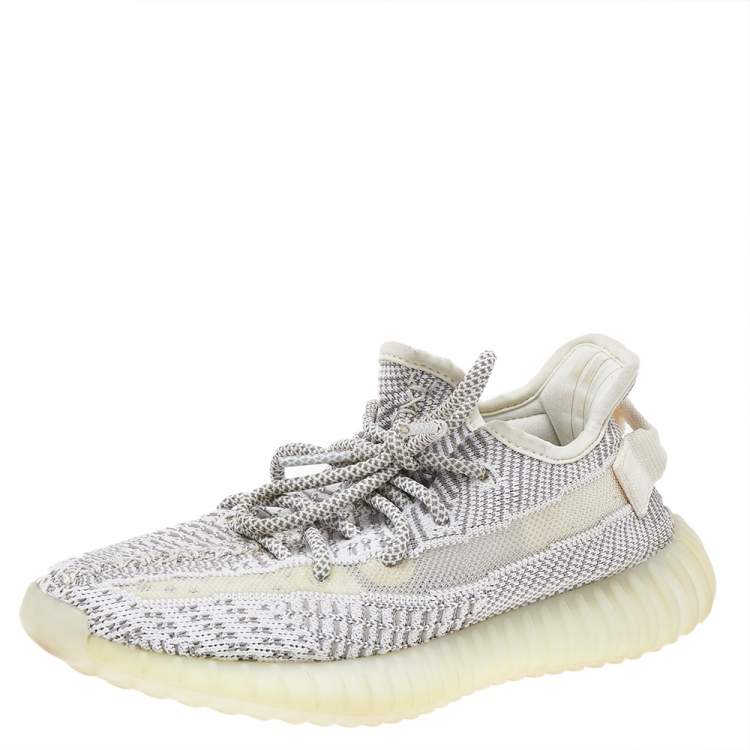 Pre Owned Yeezy x Adidas Grey Knit Fabric Boost 350 V2 Low Top Sneakers Size 37.5
