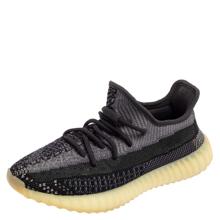Pre Owned Yeezy x Adidas Black/Blue Knit Fabric Boost 350 V2 Asriel Sneakers Size 39 1/3