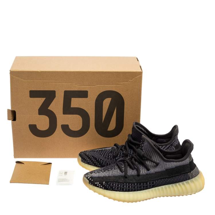 Pre Owned Yeezy x Adidas Black/Blue Knit Fabric Boost 350 V2 Asriel Sneakers Size 39 1/3