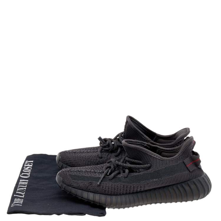 مملوكة مسبقًا Yeezy x Adidas Black Knit Fabric Boost 350 V2 Static Non Reflective Sneakers Size 40 2/3