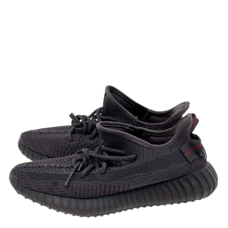 مملوكة مسبقًا Yeezy x Adidas Black Knit Fabric Boost 350 V2 Static Non Reflective Sneakers Size 40 2/3