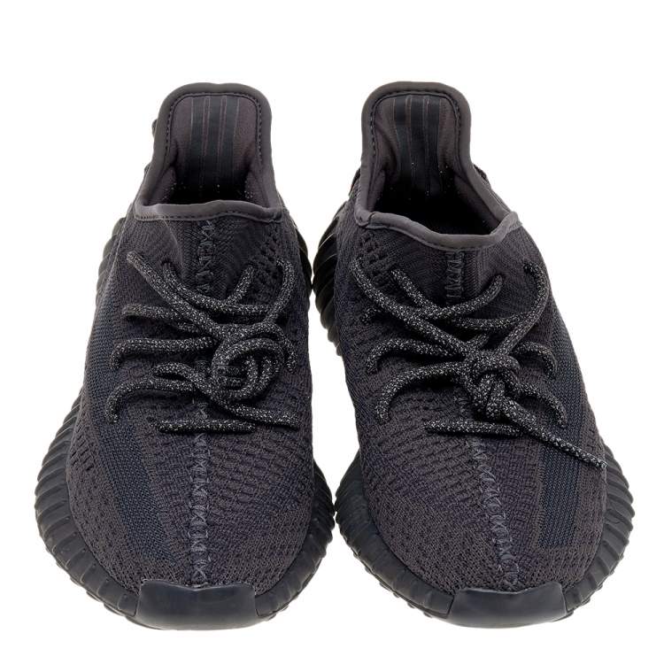 مملوكة مسبقًا Yeezy x Adidas Black Knit Fabric Boost 350 V2 Static Non Reflective Sneakers Size 40 2/3