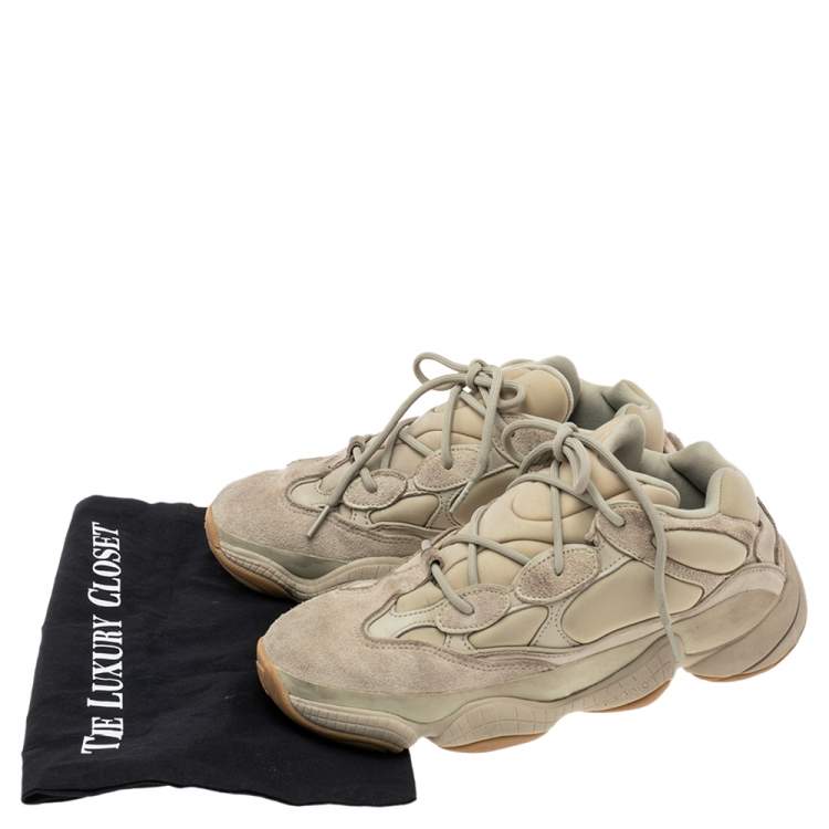 Pre Owned Yeezy x Adidas Green Neoprene and Suede Yeezy 500 Stone Sneakers Size 42 2/3 