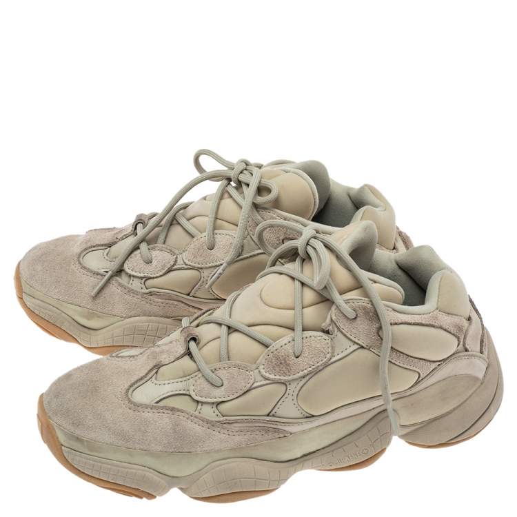 Pre Owned Yeezy x Adidas Green Neoprene and Suede Yeezy 500 Stone Sneakers Size 42 2/3 