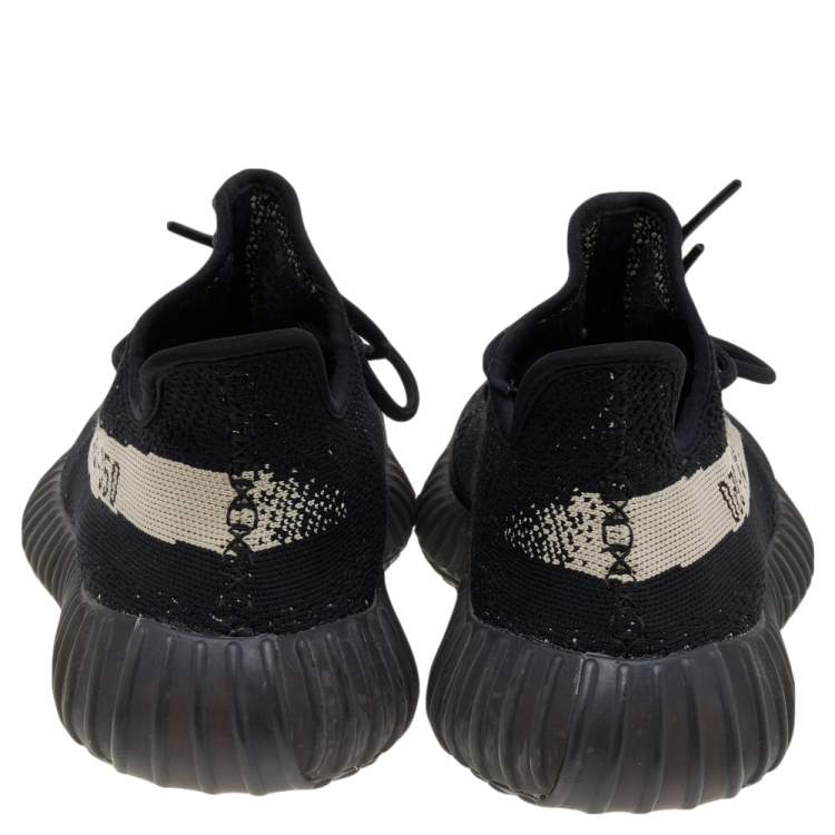Pre Owned Yeezy x Adidas Core Black/White Knit Fabric Boost 350 V2 Sneakers Size 43 1/3
