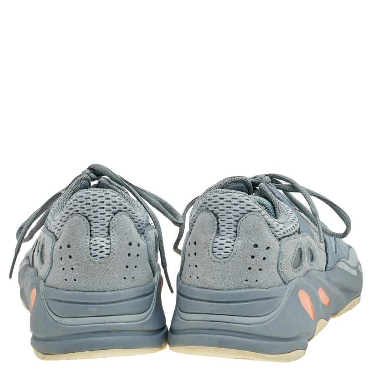 Pre Owned Yeezy x Adidas Grey/Blue Mesh And Suede Boost 700 Inertia Sneakers Size 42