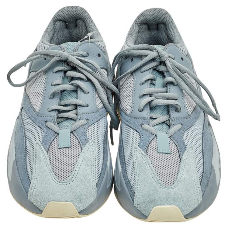 Pre Owned Yeezy x Adidas Grey/Blue Mesh And Suede Boost 700 Inertia Sneakers Size 42