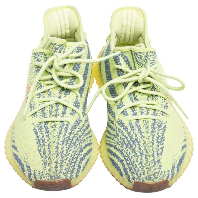 Pre Owned Yeezy x Adidas Green Cotton Knit Semi Frozen Boost 350 V2 Sneakers Size 44 2/3