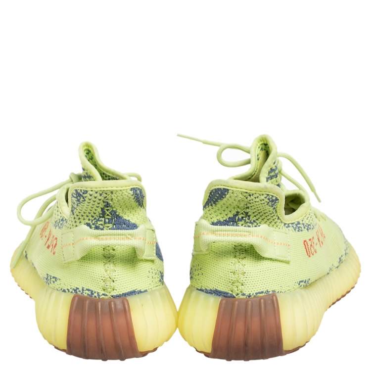 Pre Owned Yeezy x Adidas Green Cotton Knit Semi Frozen Boost 350 V2 Sneakers Size 44 2/3