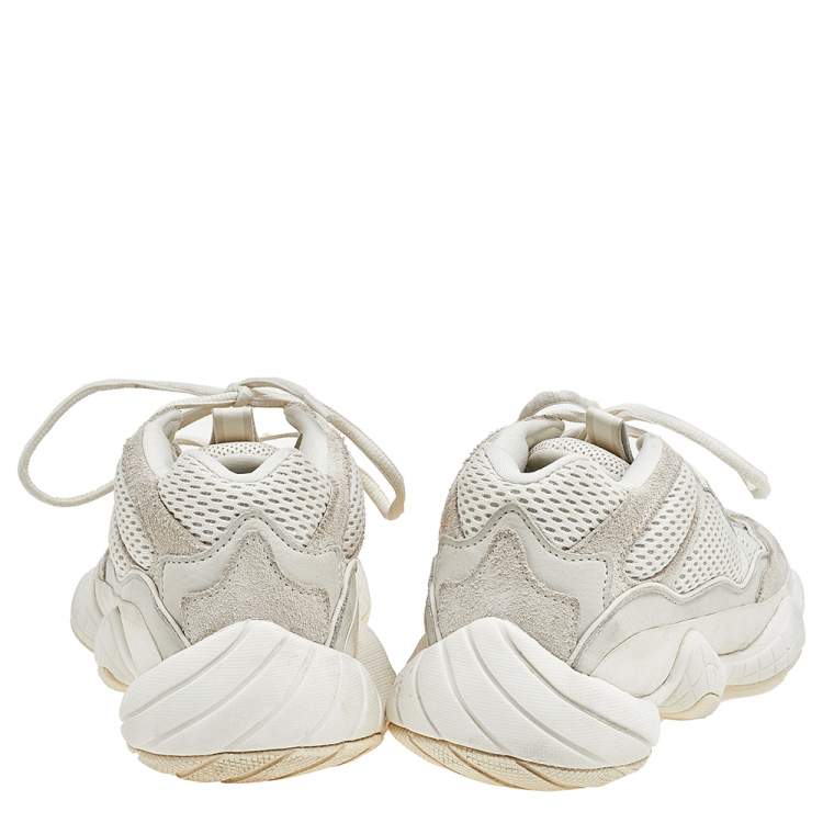 Pre Owned Yeezy x Adidas White Mesh And Suede Yeezy 500 Bon White Low Top Sneakers Size 42