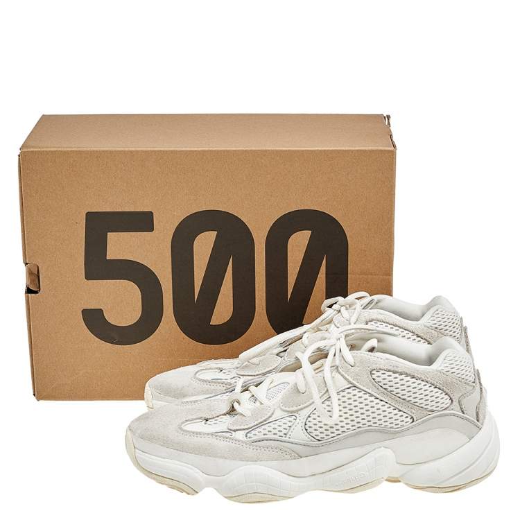 Pre Owned Yeezy x Adidas White Mesh And Suede Yeezy 500 Bon White Low Top Sneakers Size 42