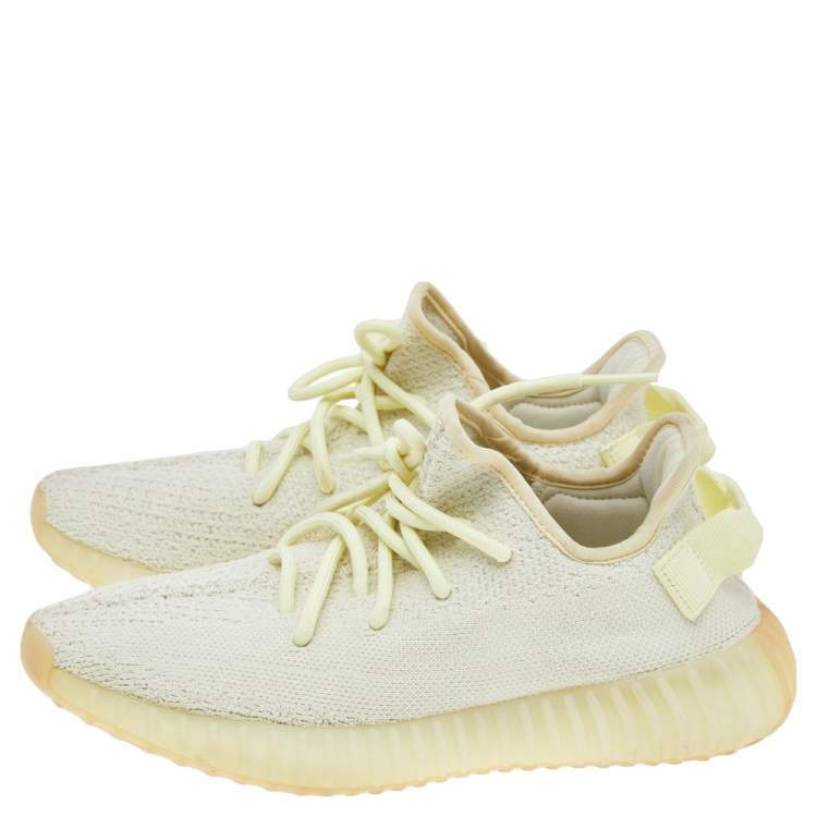 Pre Owned Yeezy x adidas Yellow Knit Fabric Boost 350 V2 Butter Low Top Sneakers Size 38