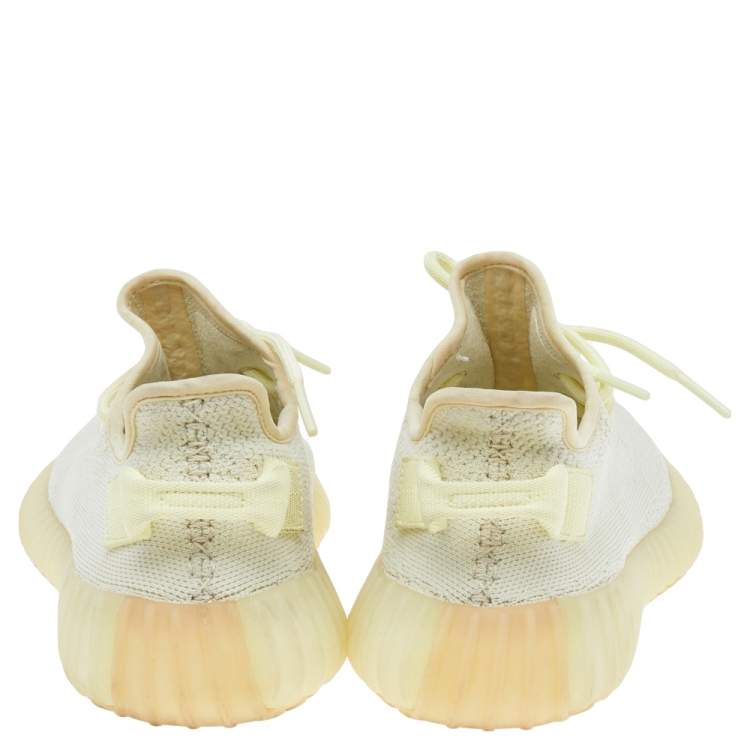 Pre Owned Yeezy x adidas Yellow Knit Fabric Boost 350 V2 Butter Low Top Sneakers Size 38