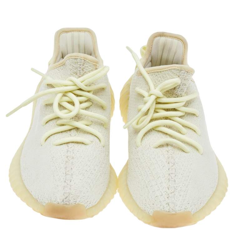 Pre Owned Yeezy x adidas Yellow Knit Fabric Boost 350 V2 Butter Low Top Sneakers Size 38
