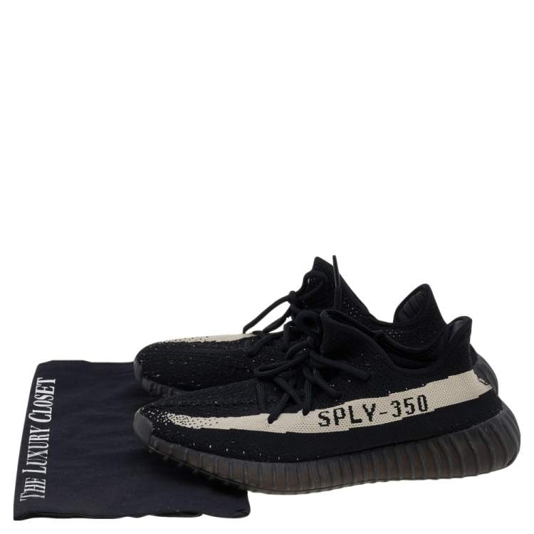 مملوكة مسبقًا Yeezy x Adidas Core Black/White Knit Fabric Boost 350 V2 Low Top Sneakers Size 42
