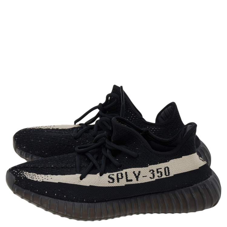 مملوكة مسبقًا Yeezy x Adidas Core Black/White Knit Fabric Boost 350 V2 Low Top Sneakers Size 42
