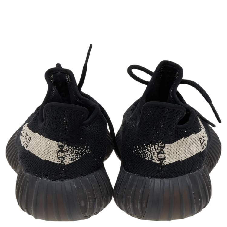 مملوكة مسبقًا Yeezy x Adidas Core Black/White Knit Fabric Boost 350 V2 Low Top Sneakers Size 42