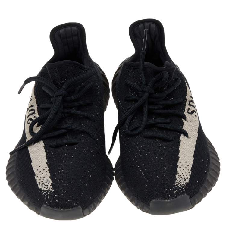 مملوكة مسبقًا Yeezy x Adidas Core Black/White Knit Fabric Boost 350 V2 Low Top Sneakers Size 42