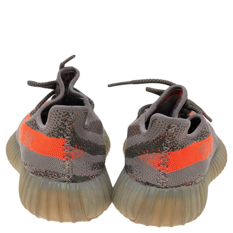 مملوكة مسبقًا Yeezy x Adidas Grey/Orange Knit Fabric Boost 350 V2 Beluga Low Top Sneakers Size 41 1/3