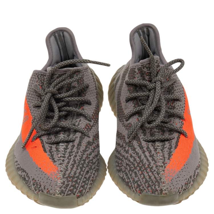 مملوكة مسبقًا Yeezy x Adidas Grey/Orange Knit Fabric Boost 350 V2 Beluga Low Top Sneakers Size 41 1/3
