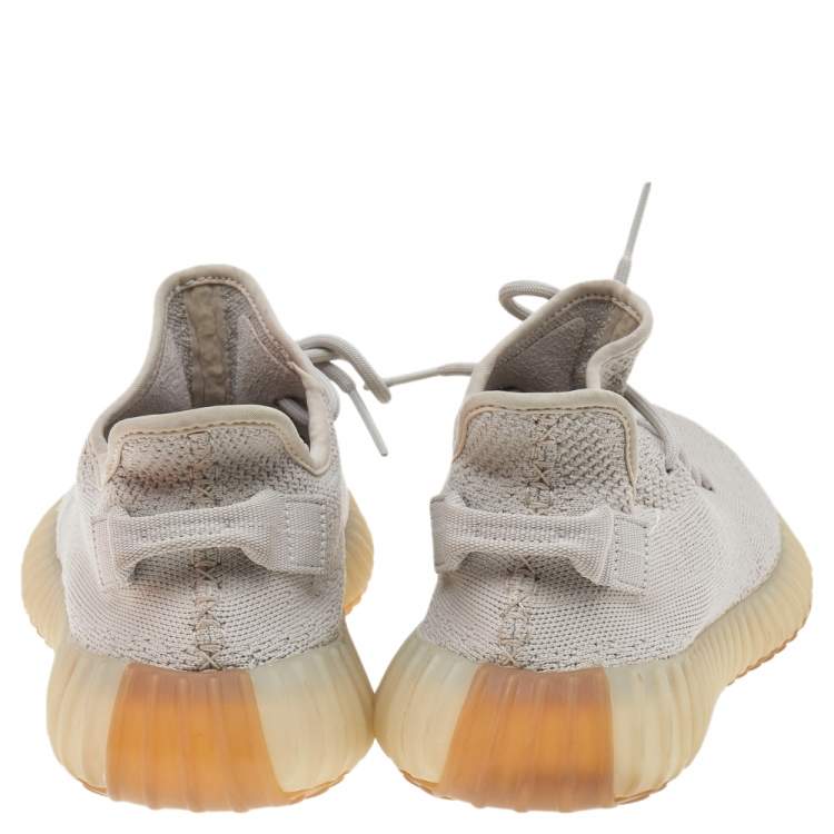 مملوكة مسبقًا Yeezy x adidas Grey Knit Fabric Boost 350 V2 Sesame Low Top Sneakers Size 43 1/3