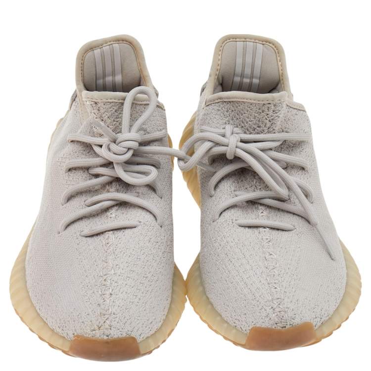 مملوكة مسبقًا Yeezy x adidas Grey Knit Fabric Boost 350 V2 Sesame Low Top Sneakers Size 43 1/3