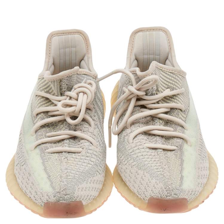 Pre Owned Yeezy x Adidas Multicolor Knit Fabric Boost 350 V2 Citrin Sneakers Size 40 2/3