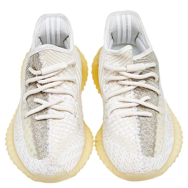 Pre Owned Yeezy x adidas Multicolor Knit Fabric Boost 350 V2 Natural Sneakers Size 38
