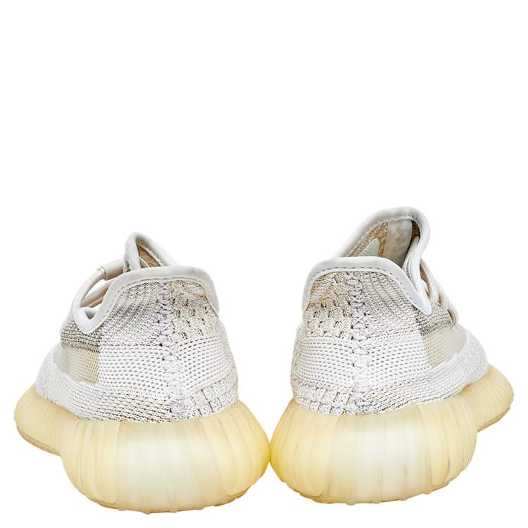 Pre Owned Yeezy x adidas Multicolor Knit Fabric Boost 350 V2 Natural Sneakers Size 38