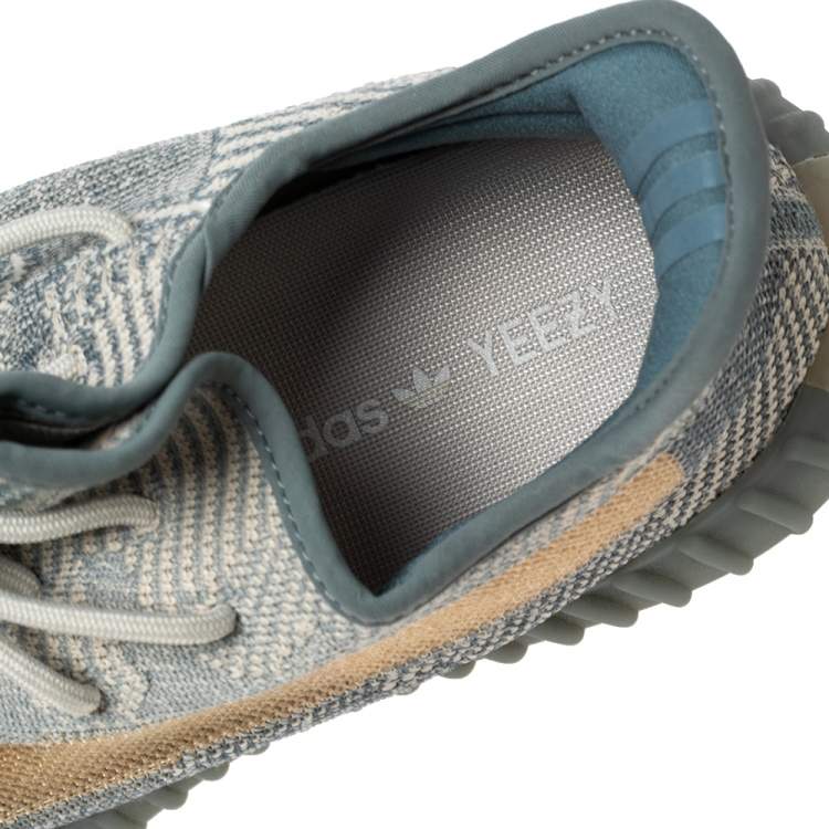 Pre Owned Yeezy x adidas Cream/Grey Cotton Knit Boost 350 V2 Sneakers Size 44