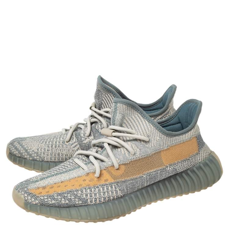 Pre Owned Yeezy x adidas Cream/Grey Cotton Knit Boost 350 V2 Sneakers Size 44