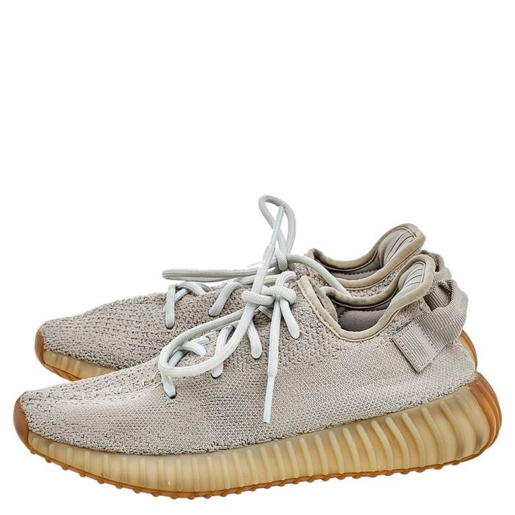 مملوكة مسبقًا Yeezy x Adidas Grey Knit Fabric Boost 350 V2 Sesame Sneakers Size 38