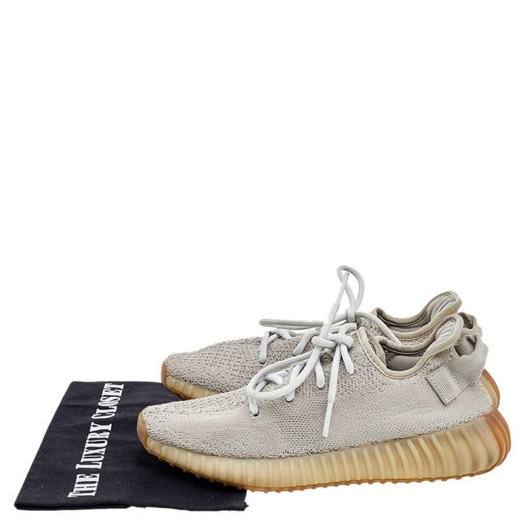 مملوكة مسبقًا Yeezy x Adidas Grey Knit Fabric Boost 350 V2 Sesame Sneakers Size 38