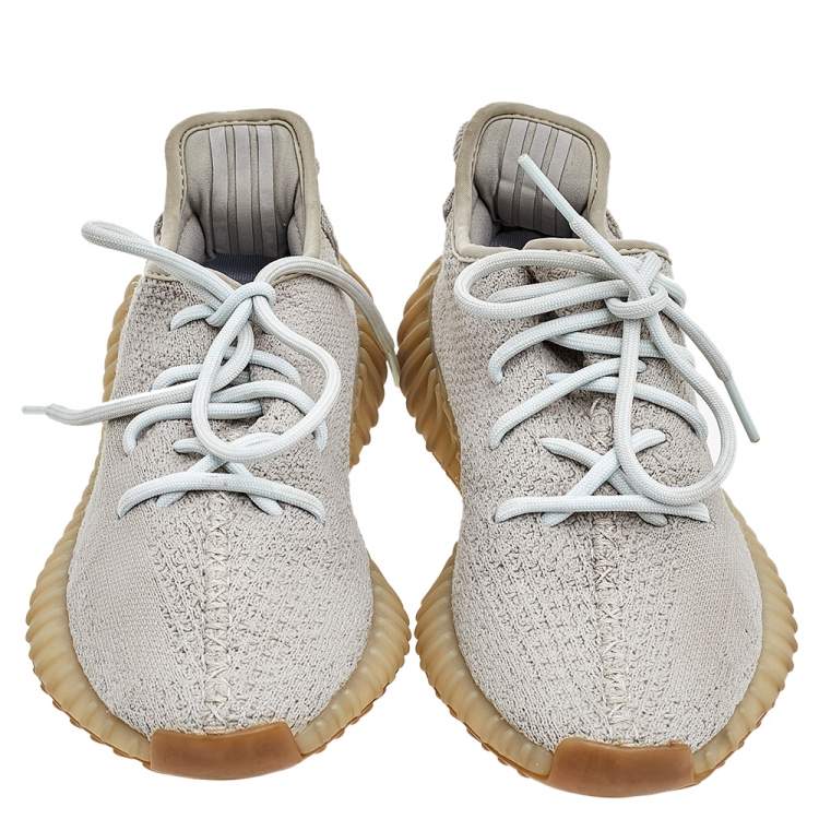 مملوكة مسبقًا Yeezy x Adidas Grey Knit Fabric Boost 350 V2 Sesame Sneakers Size 38