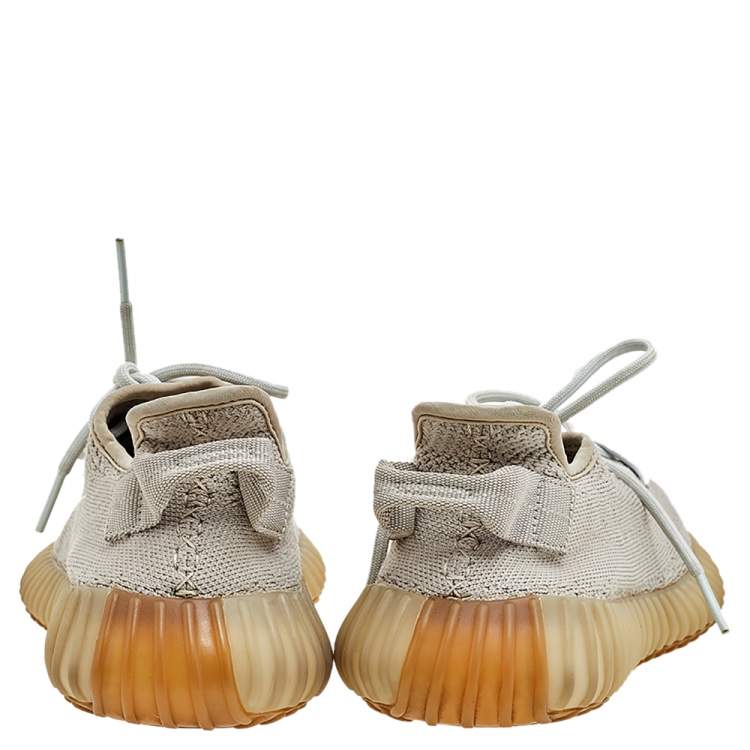 مملوكة مسبقًا Yeezy x Adidas Grey Knit Fabric Boost 350 V2 Sesame Sneakers Size 38
